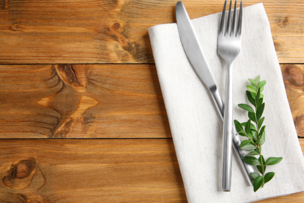 cutlery on a wooden table